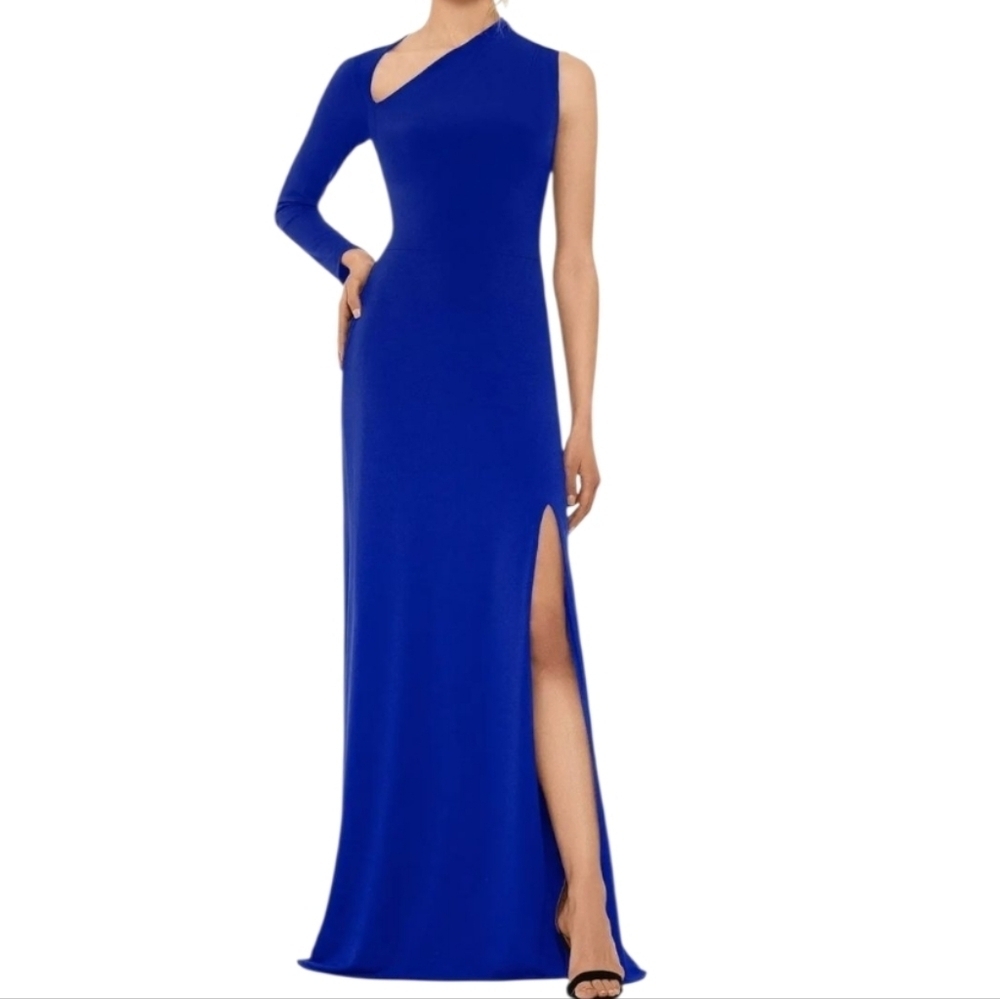 B&A by Betsy & Adam Blue One Shoulder Dress Size 6